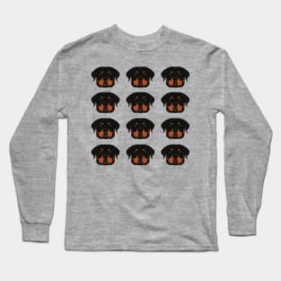 Rottweiler Dog Face Pattern Long Sleeve T-Shirt